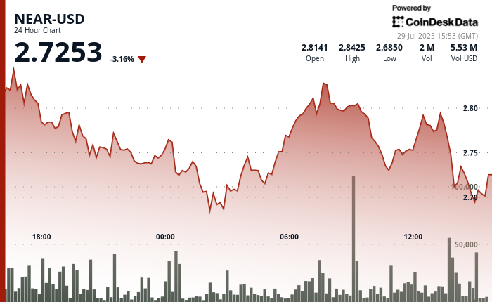 NEAR Protocol Retreats 3% Across 24-Hour Session Following Pronounced Final-Hour Liquidation